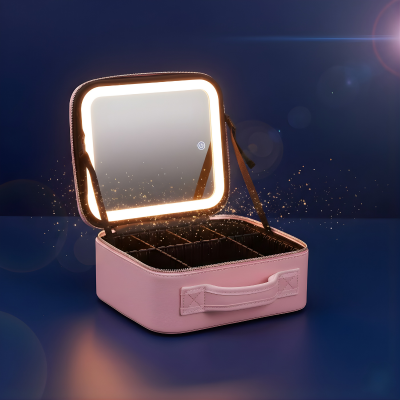 Lighted Travel Makeup Bag with LED Mirror – Portable Cosmetic Organizer