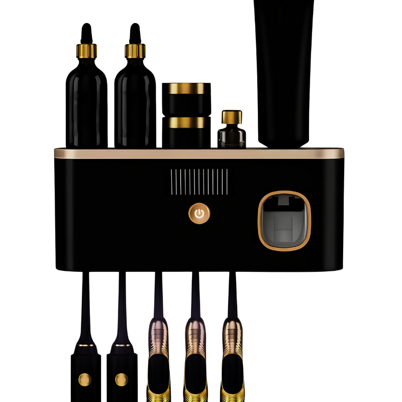 Smart Toothbrush Sanitizer + Toothpaste Dispenser — All-in-One Bathroom Organizer