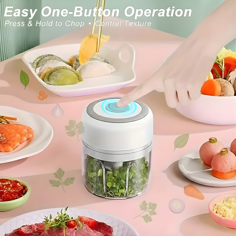 USB Rechargeable Mini Electric Food Chopper – 250ml/ 100ml Kitchen Processor