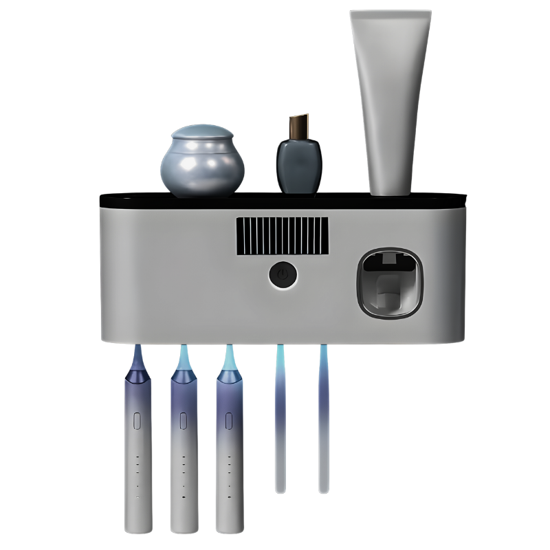 Smart Toothbrush Sanitizer + Toothpaste Dispenser — All-in-One Bathroom Organizer