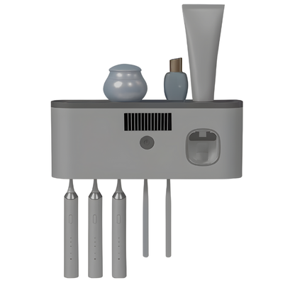 Smart Toothbrush Sanitizer + Toothpaste Dispenser — All-in-One Bathroom Organizer