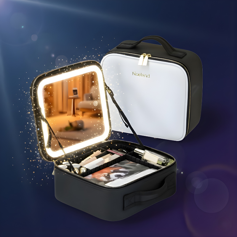 Lighted Travel Makeup Bag with LED Mirror – Portable Cosmetic Organizer