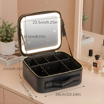 Lighted Travel Makeup Bag with LED Mirror – Portable Cosmetic Organizer