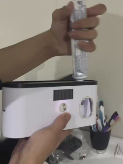 Smart Toothbrush Sanitizer + Toothpaste Dispenser — All-in-One Bathroom Organizer